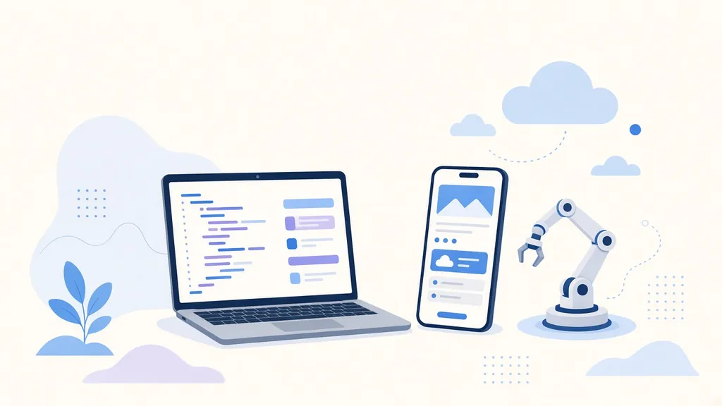 Illustration of tiles for AI, robotics, cloud, mobile, security and web